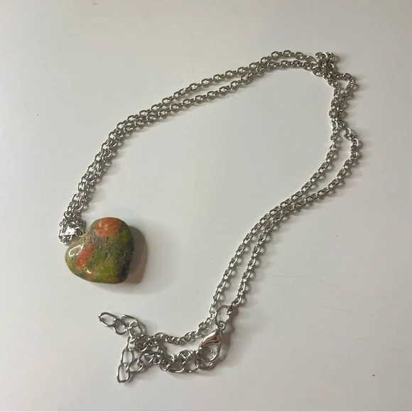 Unakite Crystal Heart Necklace - Picture 3 of 4